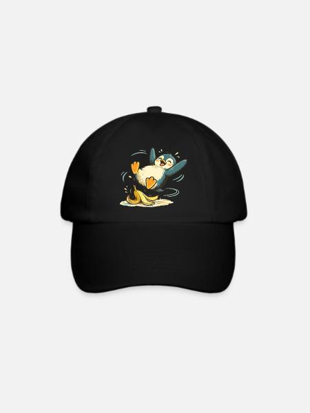 Pinguin Springende Banane - Baseballkappe - Schwarz/Schwarz