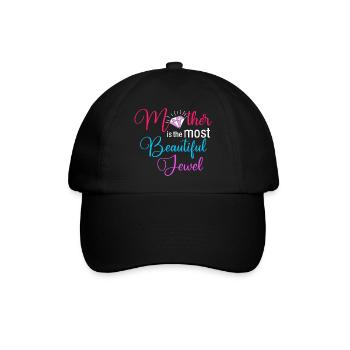 Mutter ist der schönste Juwelen-Blumendiamant - Baseballkappe - Schwarz/Schwarz - Vorne