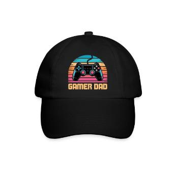 Gamer Dad Retro Controller Sunset Zocken Zocker - Baseballkappe - Schwarz/Schwarz - Vorne