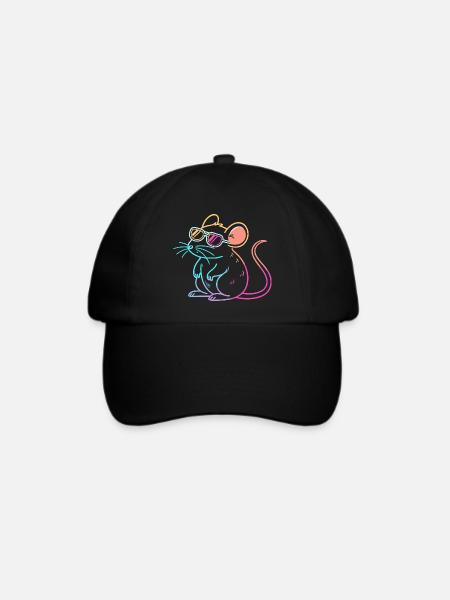 Regenbogenratten-Neonbrille - Baseballkappe - Schwarz/Schwarz