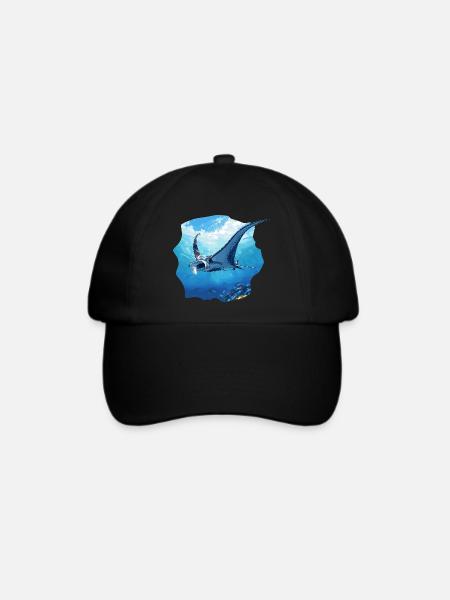 Rochen Mantarochen - Baseballkappe - Schwarz/Schwarz