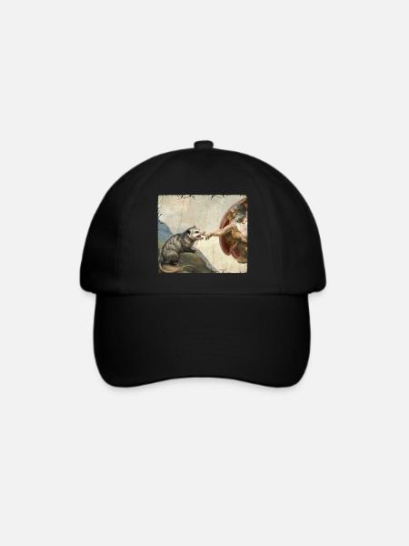 Opossum Schlägt Gottes Hand Lustiges Opossum meme - Baseballkappe - Schwarz/Schwarz