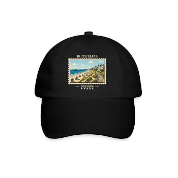 Deutschland Usedom Vintage Reisemarke - Baseballkappe - Schwarz/Schwarz - Vorne