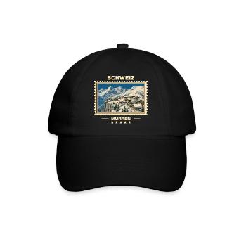 Schweiz Mürren Winter Vintage Reisemarke - Baseballkappe - Schwarz/Schwarz - Vorne