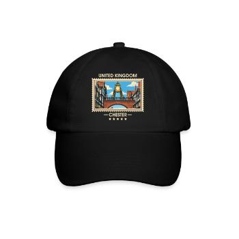 Großbritannien Chester Vintage Reisemarke - Baseballkappe - Schwarz/Schwarz - Vorne