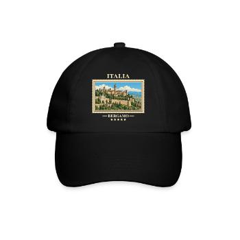 Italien Bergamo Vintage Reisemarke - Baseballkappe - Schwarz/Schwarz - Vorne