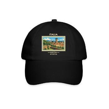 Italien Lucca Vintage Reisemarke - Baseballkappe - Schwarz/Schwarz - Vorne