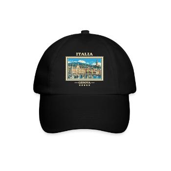 Italien Genua Vintage Reisemarke - Baseballkappe - Schwarz/Schwarz - Vorne