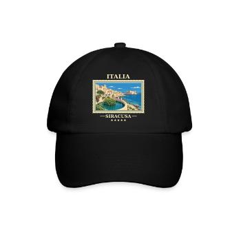 Italien Syrakus Vintage Reisemarke - Baseballkappe - Schwarz/Schwarz - Vorne