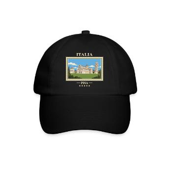 Italien Pisa Vintage Reisemarke - Baseballkappe - Schwarz/Schwarz - Vorne