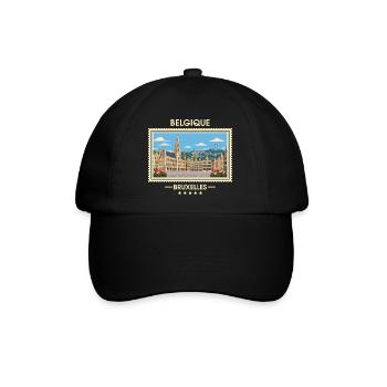 Belgien Brüssel Vintage Reisemarke - Baseballkappe - Schwarz/Schwarz - Vorne