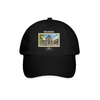 Belgien Spa Vintage Reisemarke - Baseballkappe - Schwarz/Schwarz - Vorne