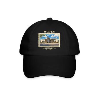 Belgien Bastogne Vintage Reisemarke - Baseballkappe - Schwarz/Schwarz - Vorne