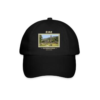 Irland Glendalough Vintage Reisemarke - Baseballkappe - Schwarz/Schwarz - Vorne