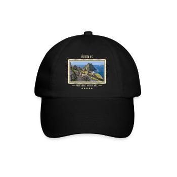 Irland Skellig Michael Vintage Reisemarke - Baseballkappe - Schwarz/Schwarz - Vorne