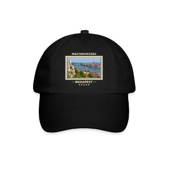 Ungarn Budapest Vintage Reisemarke - Baseballkappe - Schwarz/Schwarz - Vorne