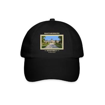 Ungarn Keszthely Vintage Reisemarke - Baseballkappe - Schwarz/Schwarz - Vorne