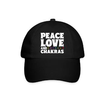 Frieden, Liebe und Chakras - Baseballkappe - Schwarz/Schwarz - Vorne
