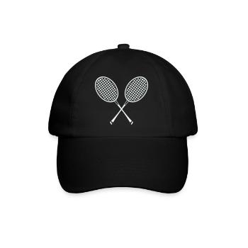 Kreuzende Badminton Schläger Grafik - Baseballkappe - Schwarz/Schwarz - Vorne