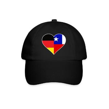 Deutsch-Chilenisches Flaggenherz - Baseballkappe - Schwarz/Schwarz - Vorne