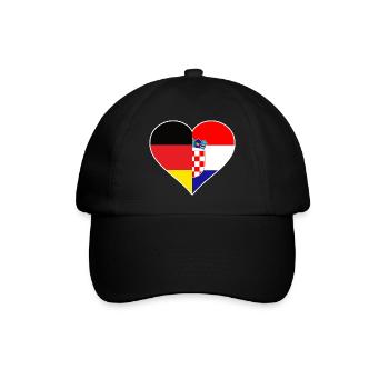 Deutsch-Kroatisches Flaggenherz - Baseballkappe - Schwarz/Schwarz - Vorne