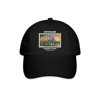 Deutschland Frankfurt am Main Vintage Reisemarke - Baseballkappe - Schwarz/Schwarz - Vorne