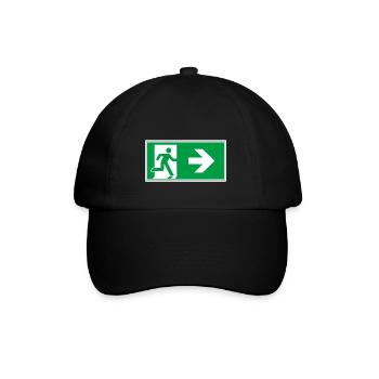 rettungsweg aufkleber schild notausgang rechts go - Baseballkappe - Schwarz/Schwarz - Vorne