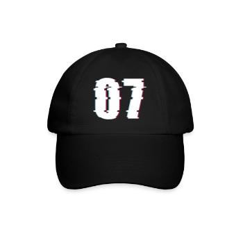 07 Sieben 7 Seven Zahl Effekt Verzerrt Nummer - Baseballkappe - Schwarz/Schwarz - Vorne