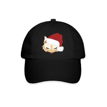 Fuchskopf mit Weihnachtsmütze - Baseballkappe - Schwarz/Schwarz - Vorne