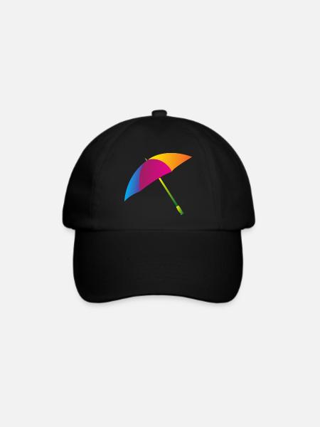 Regenbogen Regenschirm - Baseballkappe - Schwarz/Schwarz