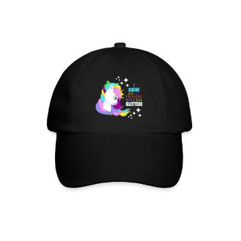 Einhorn Glitzer Probleme Löser Geschenkidee - Baseballkappe - Schwarz/Schwarz - Vorne