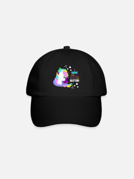 Einhorn Glitzer Probleme Löser Geschenkidee - Baseballkappe - Schwarz/Schwarz