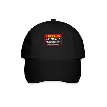 40th Birthday Gift Funny Bday 40 Year Old 40 Years - Baseballkappe - Schwarz/Schwarz - Vorne