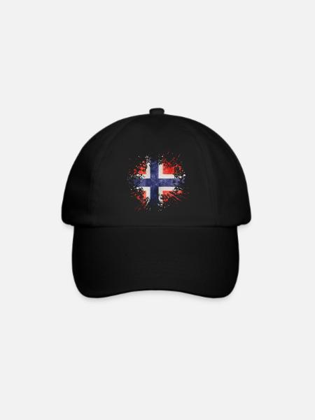 Norwegen Flagge Splash Norway Design - Baseballkappe - Schwarz/Schwarz