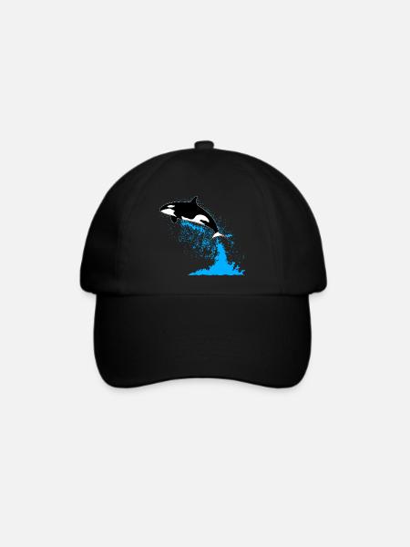 Orca, Killerwal, Schwertwal, killer whale, sea - Baseballkappe - Schwarz/Schwarz