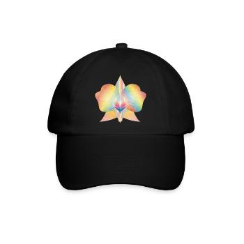 bunt schimmernde abstrakte Orchideen Blüte - Baseballkappe - Schwarz/Schwarz - Vorne