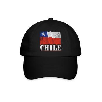 Chile Flagge - Baseballkappe - Schwarz/Schwarz - Vorne