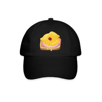 Ananas,Käse,Schinken und Toastbrot -Toast Hawaii - Baseballkappe - Schwarz/Schwarz - Vorne