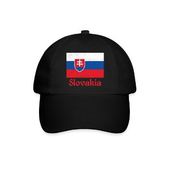 Slowakia Slowakei Wappen Flagge Europa Slowakisch - Baseballkappe - Schwarz/Schwarz - Vorne