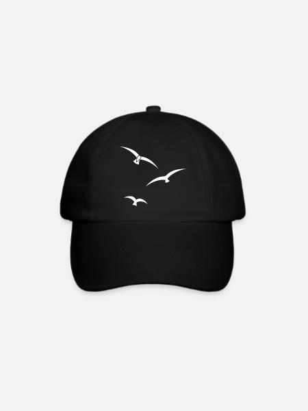 Drei Vögel Silhouette - Baseballkappe - Schwarz/Schwarz