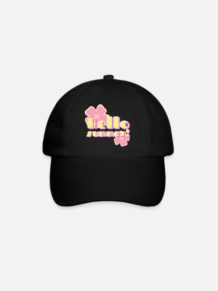 Hallo Sommer-Retro-Pastellblumen - Baseballkappe - Schwarz/Schwarz