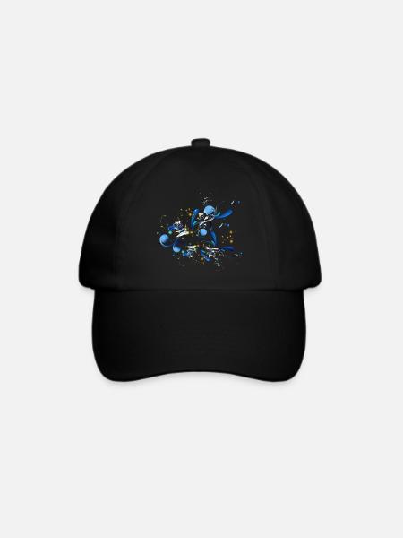 Blumen Ranken Abstrakt Ornament - Baseballkappe - Schwarz/Schwarz