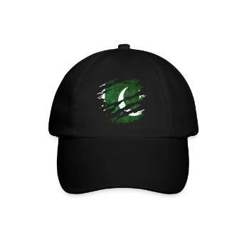 Pakistan - Nationalfahne, Kratzer, Risse - Baseballkappe - Schwarz/Schwarz - Vorne
