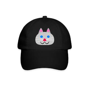 Süßes Katzengesicht - Baseballkappe - Schwarz/Schwarz - Vorne