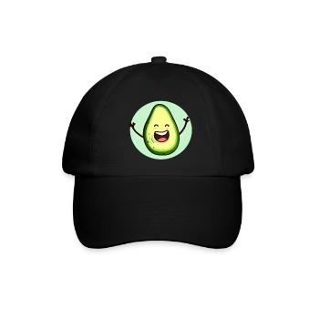 Fröhliche Avocado - Baseballkappe - Schwarz/Schwarz - Vorne
