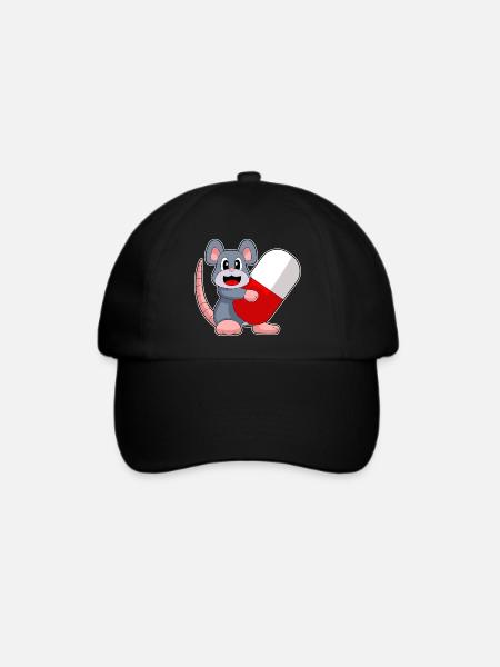 Maus Arzt Medizin - Baseballkappe - Schwarz/Schwarz