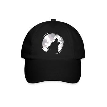 Wolf Wölfe jaulen Mond Abend Dunkel Tiere Natur - Baseballkappe - Schwarz/Schwarz - Vorne