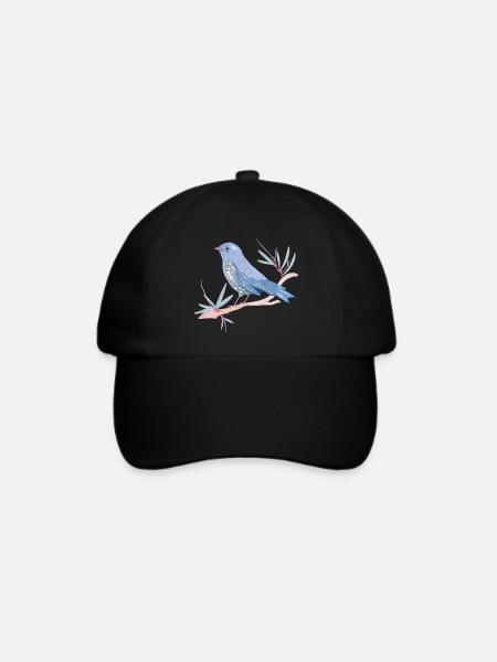 bläulicher Vogel mit Misteln im Winter Stimmung - Baseballkappe - Schwarz/Schwarz