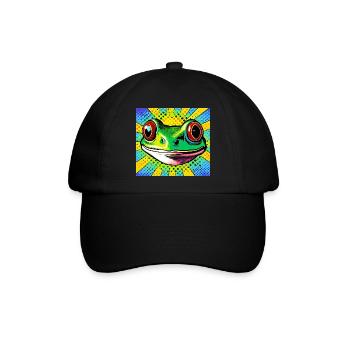 Frosch Pop Art - Baseballkappe - Schwarz/Schwarz - Vorne