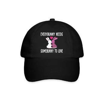 Everybunny needs somebunny to love - Baseballkappe - Schwarz/Schwarz - Vorne